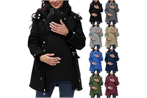 QotLoyi Maternity Winter Coat 3 in 1 Quilted Lined Jackets Thicken Warm Waterproof Down Jacket Parka Outwear with Hood