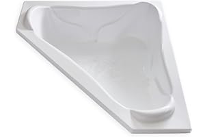 Carver Tubs - NW7272 - Acrylic Fiberglass Triangle Soaking Bathtub - Chrome Drain and Center Slotted Overflow Included - Arm Cutout Two Person White Acrylic Curved Corner Tub - 72"L x 72"W x 21"H