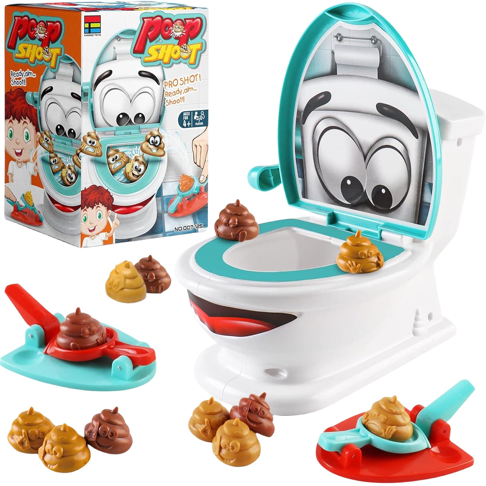COSORO Poop Shoot GameToilet with 12 Poops,2 Launchers,1 Sticker,Funny Toilet CreativeFamily Game Shoot Game Joke Prank Novelty for Chrstmas Family Party
