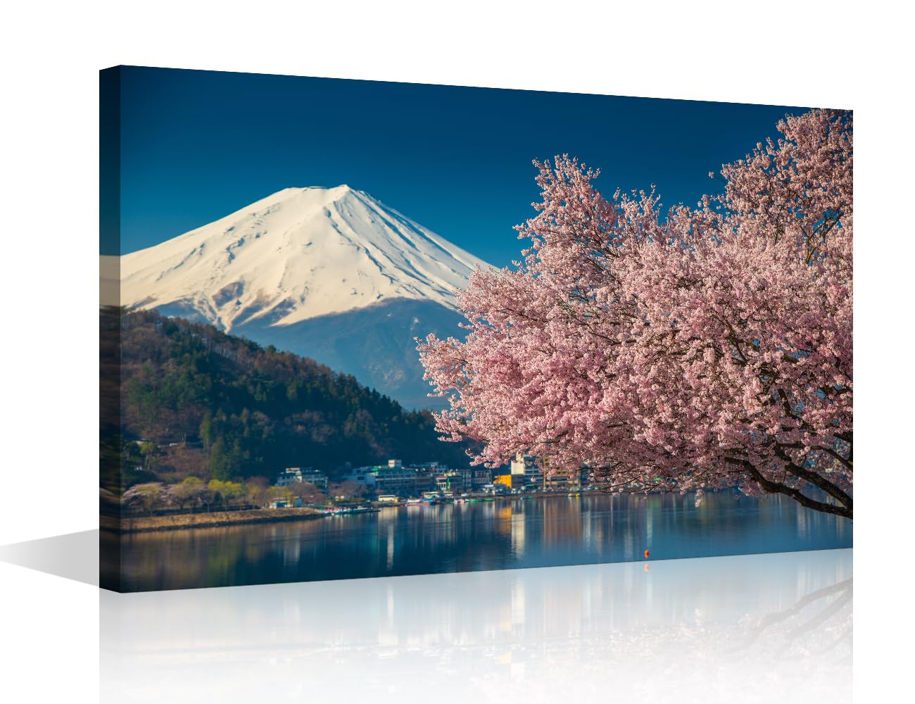 Canvas Wall Art for Living Room Cherry Blossom Modern Home Decor Mountain Fuji HD Printed Posters Artwork for Bedroom Office Natural Landscape Wall Art Painting Pictures Ready to Hang, 24x16in