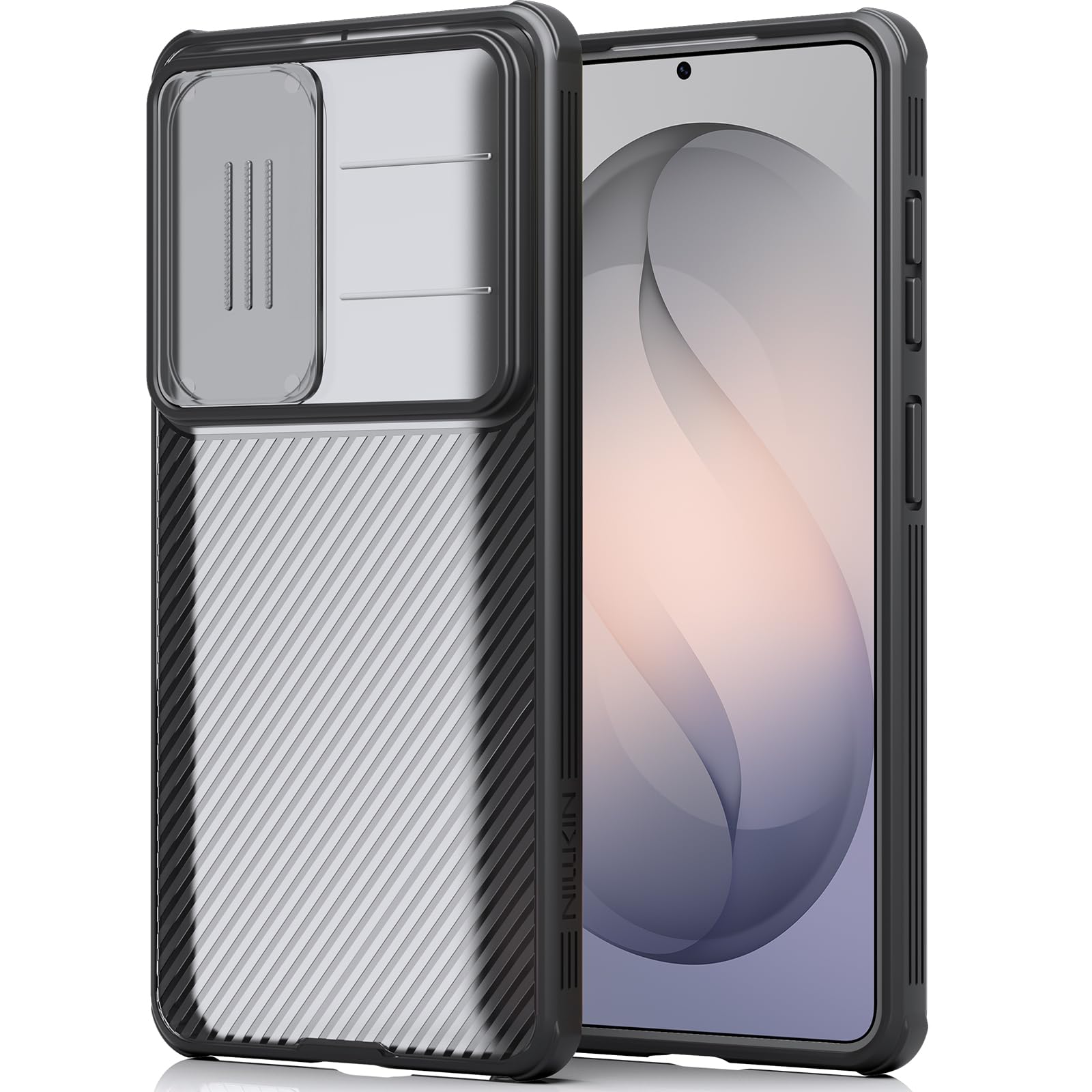 Nillkin for Samsung Galaxy S26 Case with Camera Cover, [Lens Protection] Mil-Grade Shockproof Protective Bumper Hard Cover Slim Phone Case for Galaxy S26 Cases Clear Black