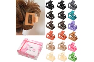 ALEMAKY 18 Pack Square Small Hair Clips for Women Girls,2 Inch Matte Rubber Coating Medium Claw Clips Thin Short Hair,Strong Hold Jaw Clips(Neutral Color Hair Accessories)
