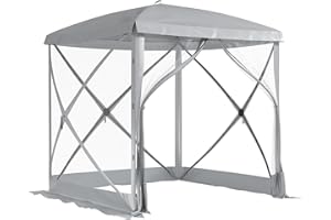 Outsunny 7 x 7ft Pop-Up Screen House Gazebo Camping Outdoor Instant Setup Tent Fits 3-4 People 210D Material w/Carry Bag & Gr