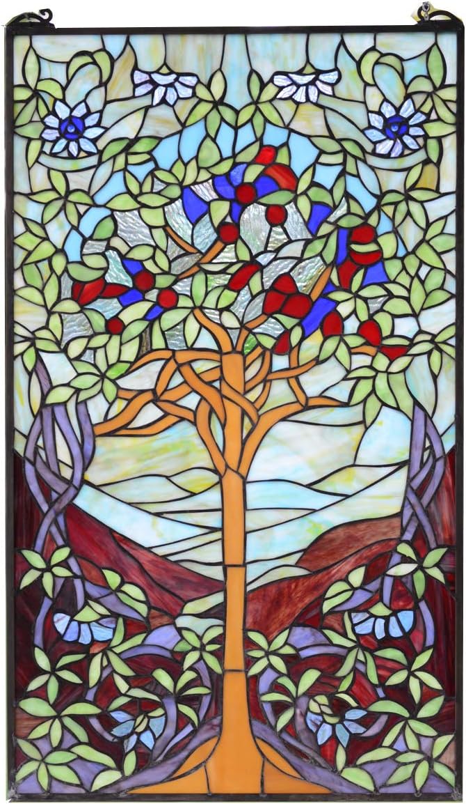 20 X 34 Tiffany Style Stained Glass Window Panel Tree Of Life