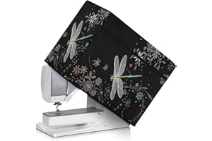 Annejudy Floral Dragonfly Sewing Machine Cover with Convenient Pockets Sewing Machine Dust Cover Compatible with Most Standard Sewing Machine Easy to Clean