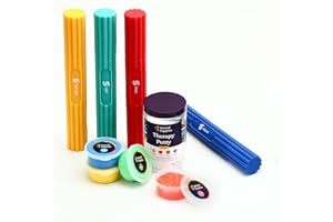 Special Supplies Physical Hand Therapy Putty & Flex Therapy Bar Resistive Hand Exercise Kit – Improve Grip, Strength, Dexterity & Mobility – Injury & Stress Relief – 8 Piece Set