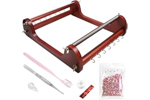 INDIVSHOW The Large Wooden Bead Loom Set with Seed Bead,Needle,Cotton Thread,Needle,Threader,Tweezre and Some Small Accessories,Jewelry Making Tools for DIY Necklace,Bracelet,Belts,and More