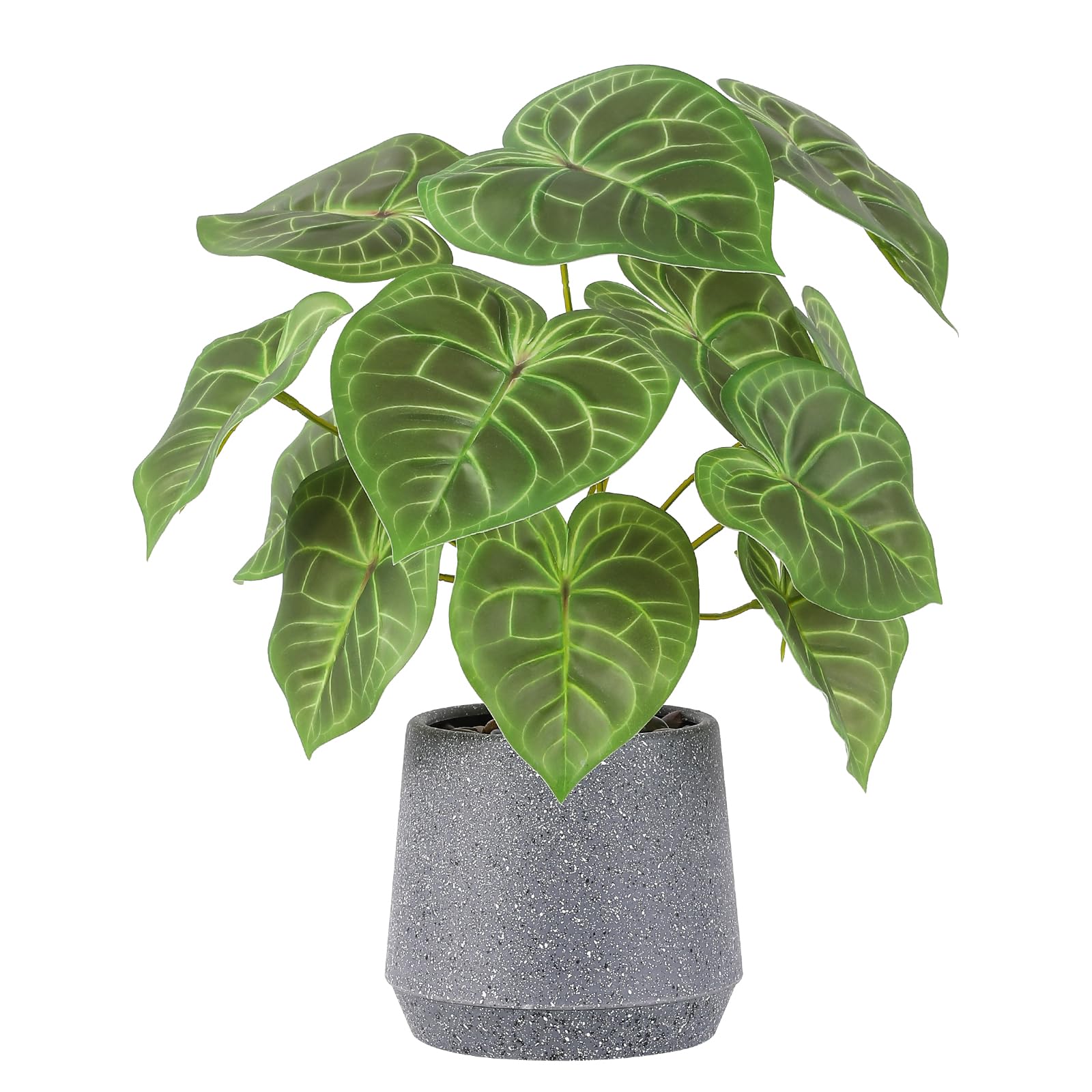 LUWENER Artificial Potted Green Leaf Plant in Pot,13.3 in/35 cm tall Fake Foliage Greenery Plant for Office Bathroom Home Desk Decoration(Candle leaf)
