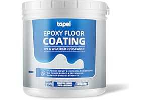Tapel Epoxy Floor Coating System - Light Grey 35oz (54ft²), Primer+Paint+Clear Coat | Non-Slip, UV-Resistant Finish for Concrete Garage Floors, Basements & Warehouses – Fast-Drying