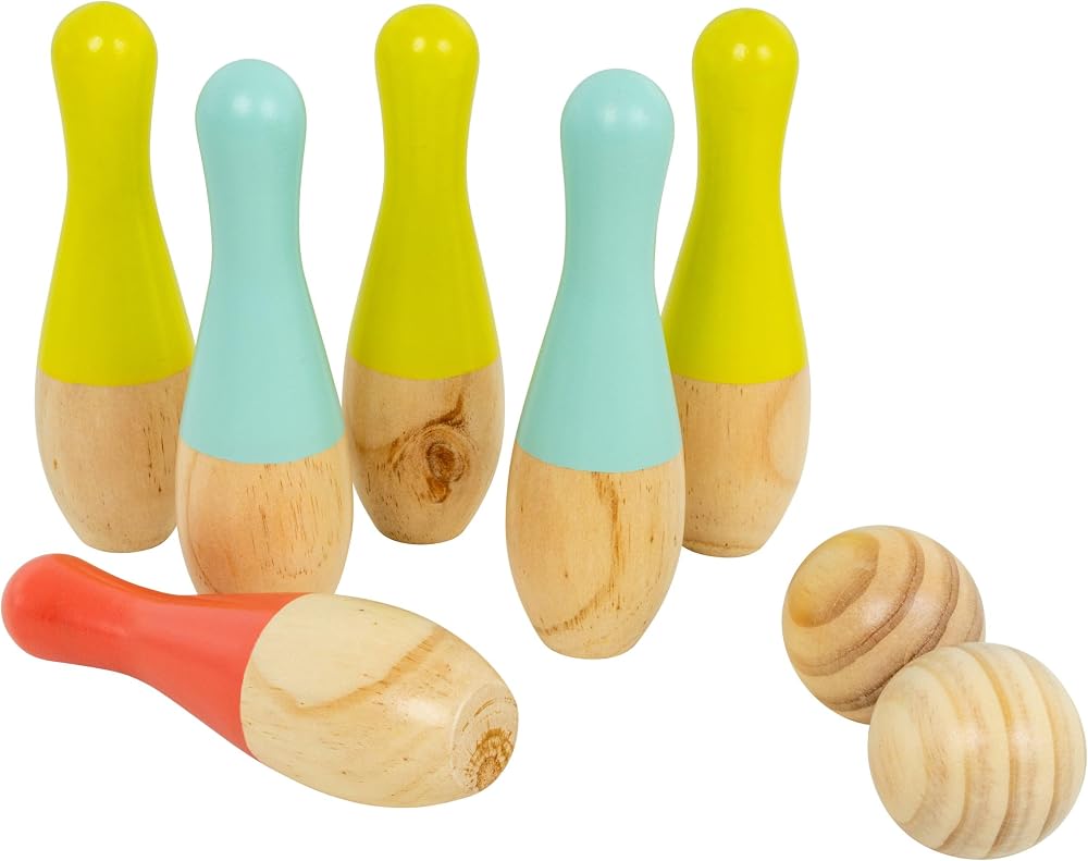 TP Toys Wooden Outdoor Skittles FSC Garden Game 6 Skittles 2 Balls