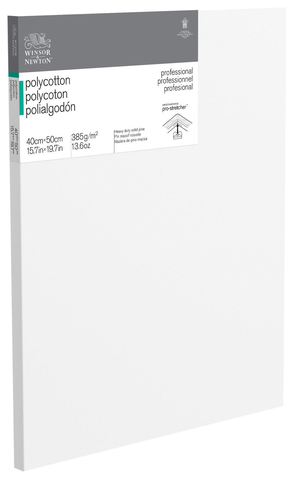 Winsor & Newton 6206021 Professional Stretcher Frame Made of Cotton Blend, 385 g/m², Triple Primed, Medium Grit, Ideal for Oil Paints and Acrylic Paints - 40 x 50 cm