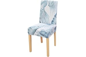 Lalluxy Stretchy Parson Chair Slipcovers for Dining Room Chair seat Covers Chair Protectors for Party Pet Protection Universal Fit Soft Polyester (Set of 4, Blue Palm Leaves II)