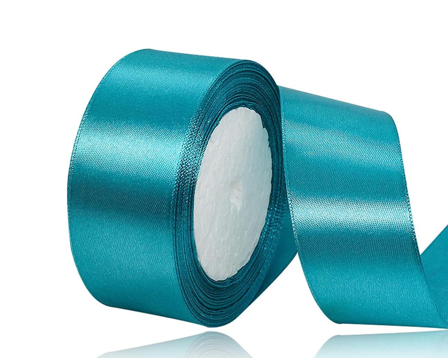 Turquoise Blue Satin Ribbon 40mm, 22 Meters Peacock Blue Fabric Ribbons for Gift Wrapping, Crafting, Hair Bows, Sewing, Wreaths, Cakes, Wedding Party and Christmas Decoration — image 1
