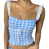 Women Face Portrait Print Crop Top Y2K E-Girls 90s Sleeveless Tank Top Graphic Print Summer Cami Vest Tops