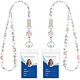 Giancomics Be Kind Lanyards for Id Badges, Cute Rainbow Lanyards with Retractable Reel, Waterproof ID Badge Holder for Cruise Ships Cards Key, Work Name Tag Zip Card Protector 2 Pack