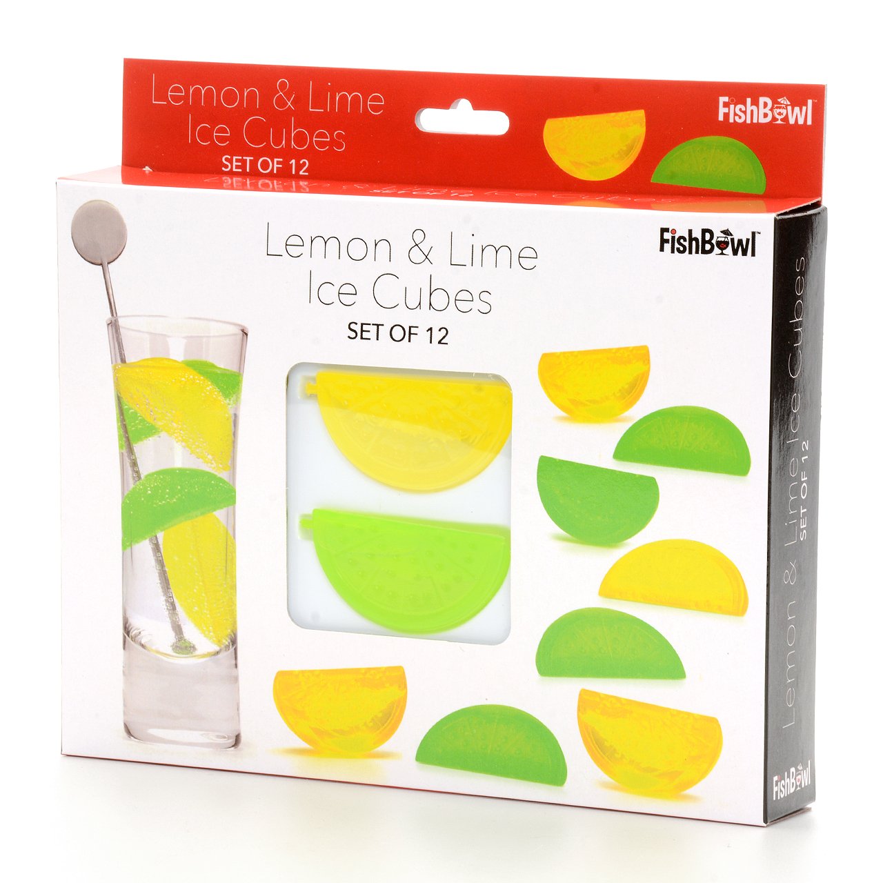 Fishbowl Reusable Ice Cubes, Lemon & Lime, Set of 12