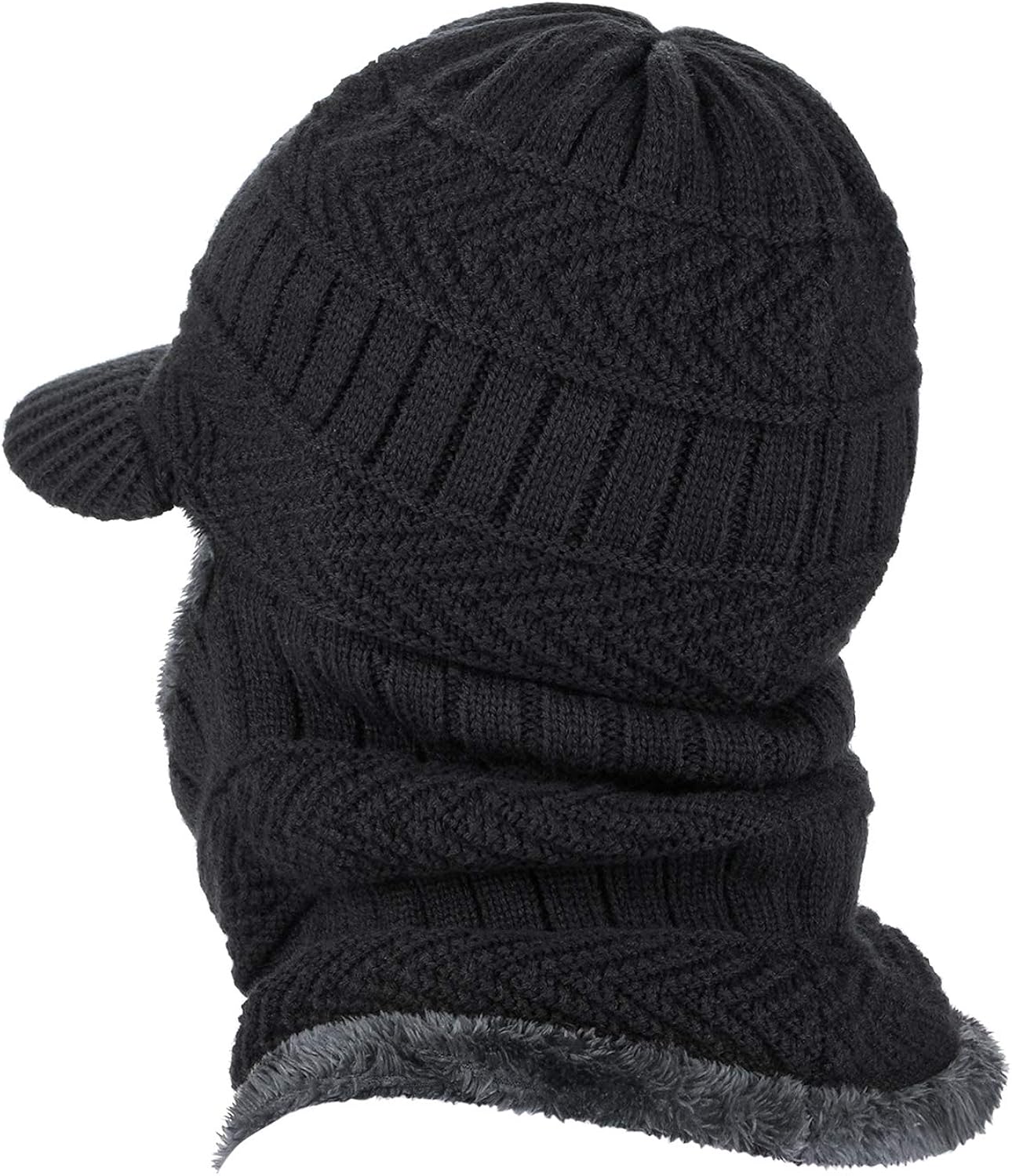 TAGVO Winter Unisex Knitted Balaclava Face Mask Cover Thick Warm Fleece Lining Beanies Hat Elastic Neck Warmer, Windproof Thermal Skiing Mask for Adults Outdoor Sports at  Women’s Clothing store