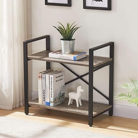 Bon Augure Small Bookshelf For Small Space 2 Shelf Low