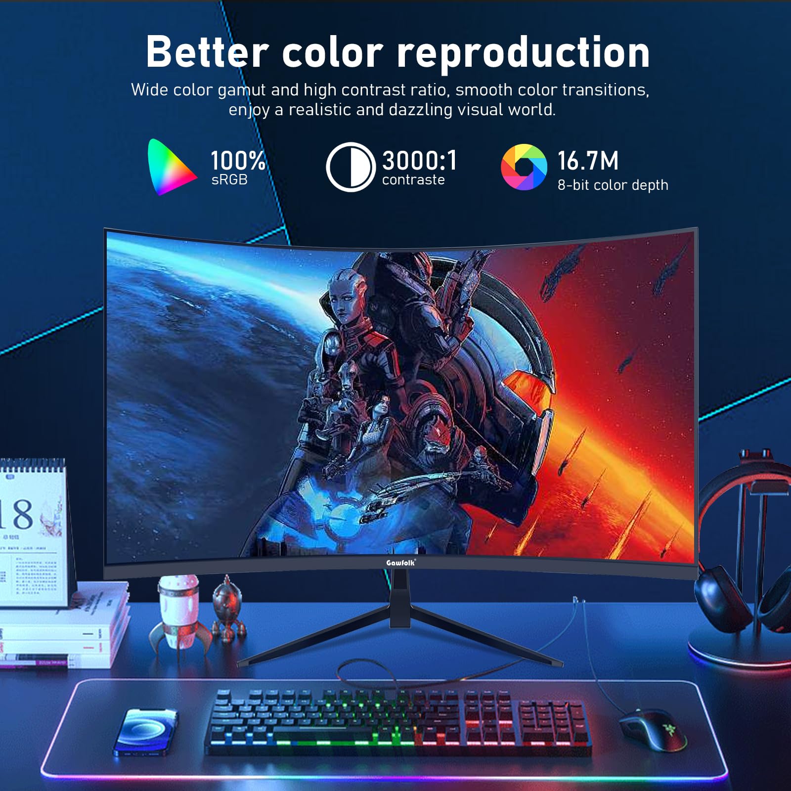 Gawfolk 32 inch Curved Monitor