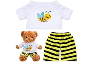 Skicuff 2 Pcs Bear Clothes Outfit Fit Most 12-16 Inch Stuffed Clothing Cute Plush Doll Clothes Plushy Bear Pajamas for Stuffed Make Your Own Plush Bears(Bee Style,Yellow and Black)