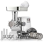 STX International Turboforce 3000 Series 5-in-1 Electric Meat Grinder | 3000W Max | 3-Speed | Size #12 | 5 Grinding Plates | 3 Stainless Steel Blades | Sausage Stuffer | Kubbe Maker &amp; More Included