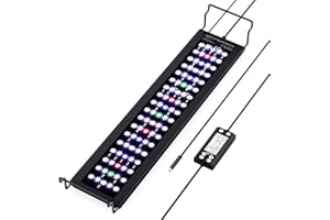 SEAOURA Aquarium Plant Growth Light, 30-36in Full Spectrum LED Fish Lights with Temperature Monitor, 24/7 Programmable with Power Off Memory, WRGB Custom, 20 Dimmable for Freshwater Aquariums