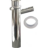 EZ-Fluid Thick Heavy Duty 17GA Chrome Brass 1-1/2" X 8" Dishwasher Branch Tailpiece Slip Joint Direct Connect with 7/8" Dishw