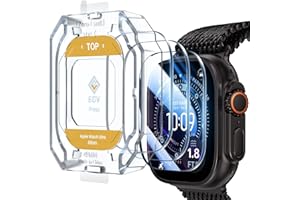 EGV 3 Pack for Apple Watch Ultra 3/Ultra 2/Ultra Screen Protector 49mm [Upgrade][Military Grade Protection] Top 9H+ HD Tempered Glass for iWatch Ultra 49mm with Auto-alignment Installation Frame