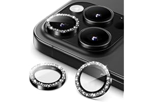 JETech Camera Lens Protector for iPhone 16 Pro 6.3-Inch and iPhone 16 Pro Max 6.9-Inch, Bling Glitter Individual 9H Tempered 