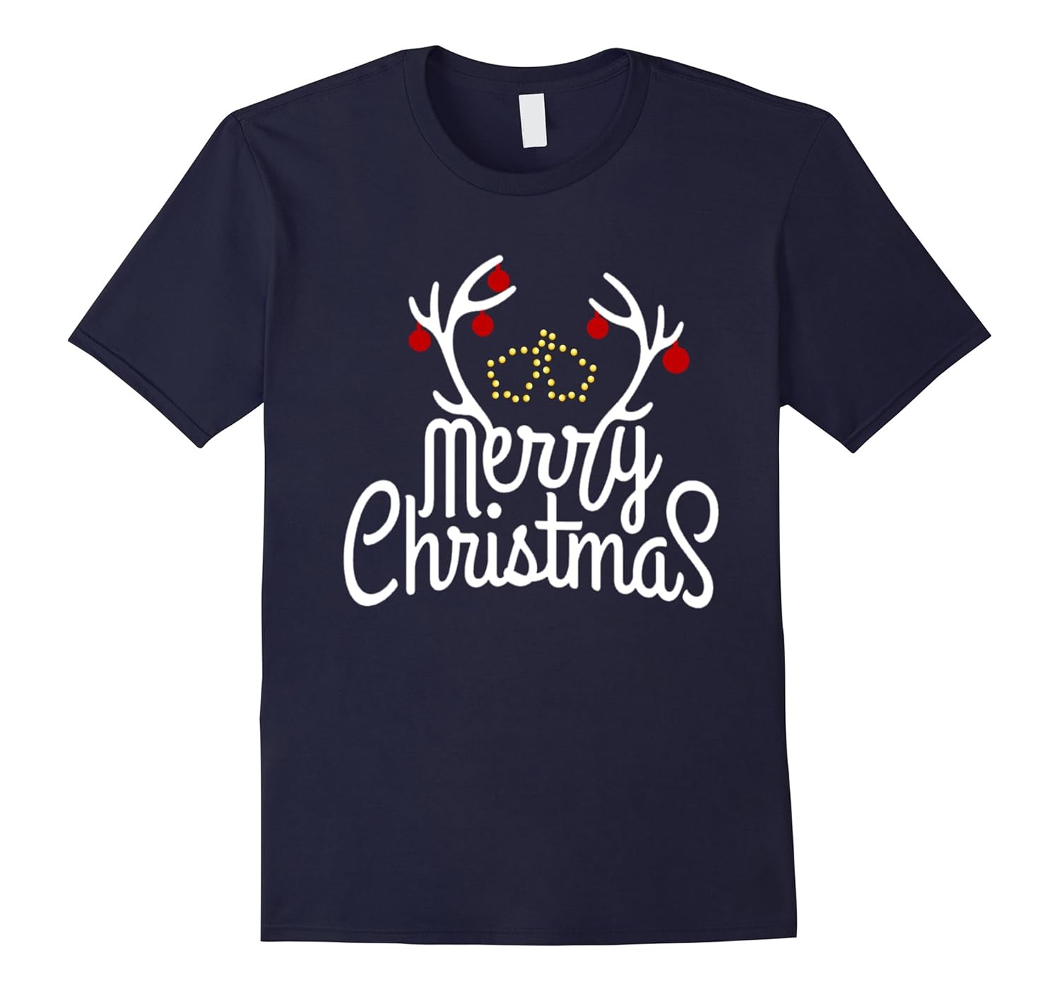 MERRY CHRISTMAS T SHIRT-REINDEER-SLEIGH BELLS-TEE SHIRT-ANZ