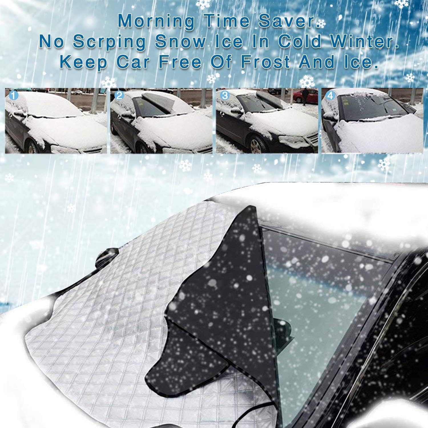 Windshield Snow Ice Cover Winter Frost Cover For Car Wind Proof Keeps Ice Snow Frost Off Fits Most Vehicle