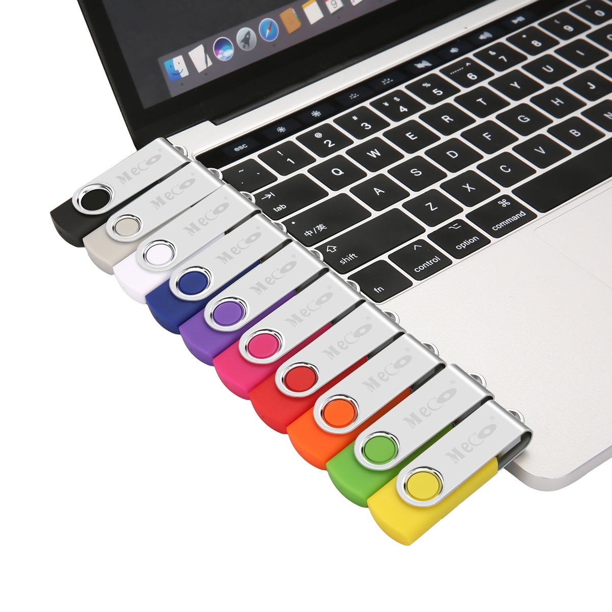 MECO 10Pcs USB Flash Drive USB 2.0 Memory Stick Fold Storage Thumb Stick Pen Drive Swivel Design Multi-color 512MB