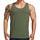 UK loees Men's Tank Tops Workout Sleeveless Muscle T Shirts Ribbed Knit Gym Training Athletic Fitness Tee