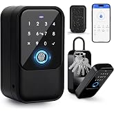 Gaurqiah Smart Key Lock Box &ndash; Wall Mounted or Shackle Design, Fingerprint, Passcode, Bluetooth &amp; App Access, IP65 Waterproof Key Safe for Airbnb, Home, Realtor | TTLock App Version