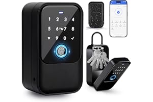 Gaurqiah Smart Key Lock Box, Fingerprint, TTLock APP Control, Ekey, Passcode, Access Card, Bluetooth Unlock for Convenient Home, Airbnb, Realtor, Office Security - Wall Mounted & Door Hanging Design