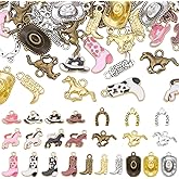 PH PandaHall 120PCS 24 Styles Western Cowboy Charms for Jewelry Making, Cowboy Boot Alloy Enamel Pendnats Horse Charms for Necklace Earrings Bracelet Keychain Women Gifts DIY Craft Findings