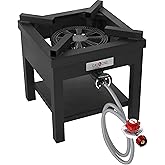 Gas One B-5350-RED 275,000 BTU Rugged Propane Burner Outdoor Cooker with 0-20 PSI Regulator with Pressure Gauge for Outdoor C