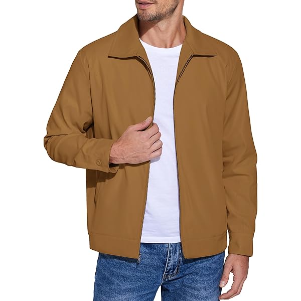 ELESOL Men's Lightweight Zip Up Jackets Eisenhower Cotton
