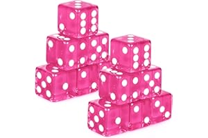 Abilat 12 Pieces 19mm Casino Dice Set Translucent 6 Sided Game Dices Square Corner Acrylic Dice for Casino Vegas Theme Birthday Party Supplies Table Games Board Games (Rose Red)