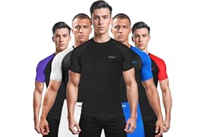Exxact Sports Men’s BJJ Rash Guard Short Sleeve, IBJJF Ranked No Gi Jiu Jitsu Compression Shirt for MMA Grappling & Training