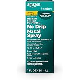 Amazon Basic Care No Drip Severe 12 Hour Nasal Decongestant Pump Mist, Maximum Strength Plus Menthol, Allergy Relief, 1 fl oz (Pack of 1)