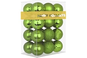 GAMEXCEL Lime Green 1.6" Small Christmas Balls Christmas Tree Decoration Ornaments Shatterproof Hanging Balls for Birthday Halloween Holiday Wedding Decorations Set of 24pcs