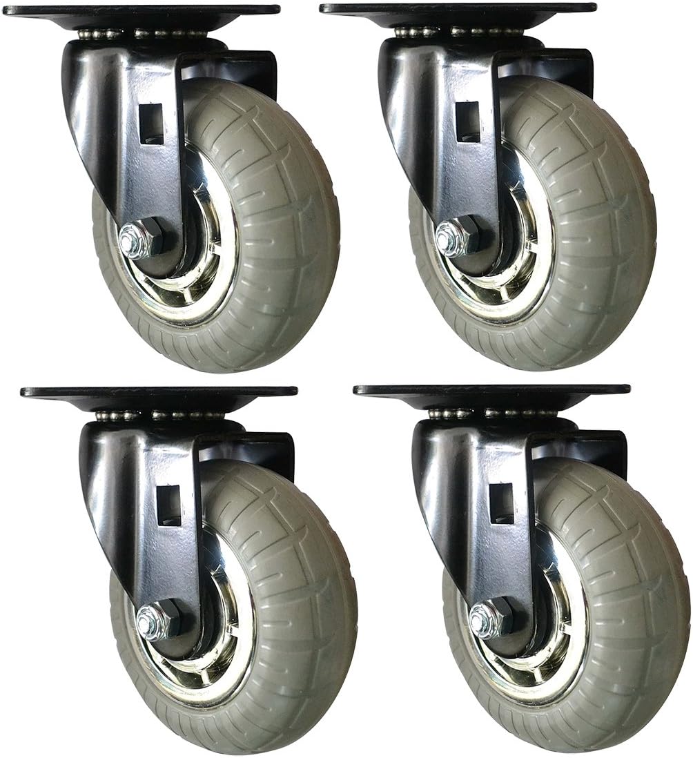 Headbourne 8268E Designer Casters 3 inch Soft Rubber Chrome & Black Designer Caster, 4 Pack