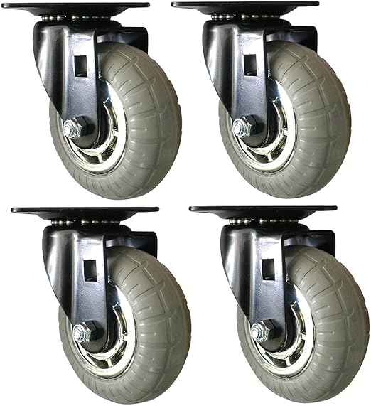 Headbourne 8269E Designer Casters 4 inch Soft Rubber Chrome & Black