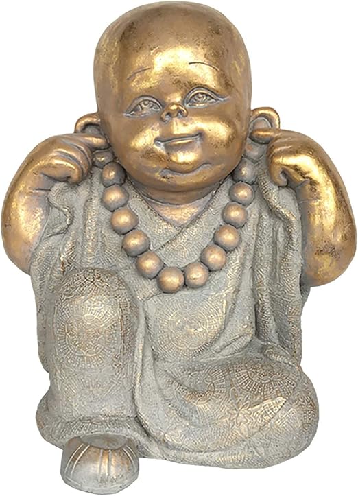 RM E-Commerce Estatua decorativa de Buda para jardín, 47,5 x 37 x 40 cm