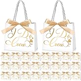 Sweetude 12 Pcs Bridesmaid Gift Bags with Handles and Ribbon 9.1 x 7.9 x 3.2 '' I Do Crew Bridal Party Gifts Bags for Wedding Favors Bachelorette Party Bridal Shower Team Bride
