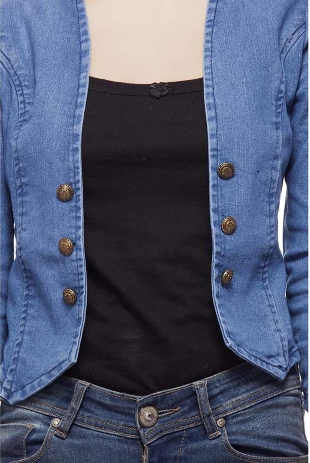 syolo full sleeves solid blue women denim jacket