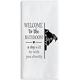 TNUW Funny French Bulldog Hand Towels 16x24 Inch, Black French Bulldog Gifts for Women Decorative Hand Towels for Bathroom Washroom Decor, Funny Dog Bathroom Decor