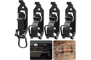 Youlvy Shovel Mount for Roof Rack / Truck Bed, Truck Jeep Offroad Roof Rack Axe Shovel Mount, Shovel Holder for Truck & Quick Fist Clamps Fit 0.67" to 1.57" D Tools- Black 4PCS