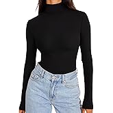 REORIA Women's Long Sleeve Mock Turtle Neck Tops Fall Winter Basic Double Lined Layering Lightweight Slim Fitted Shirts